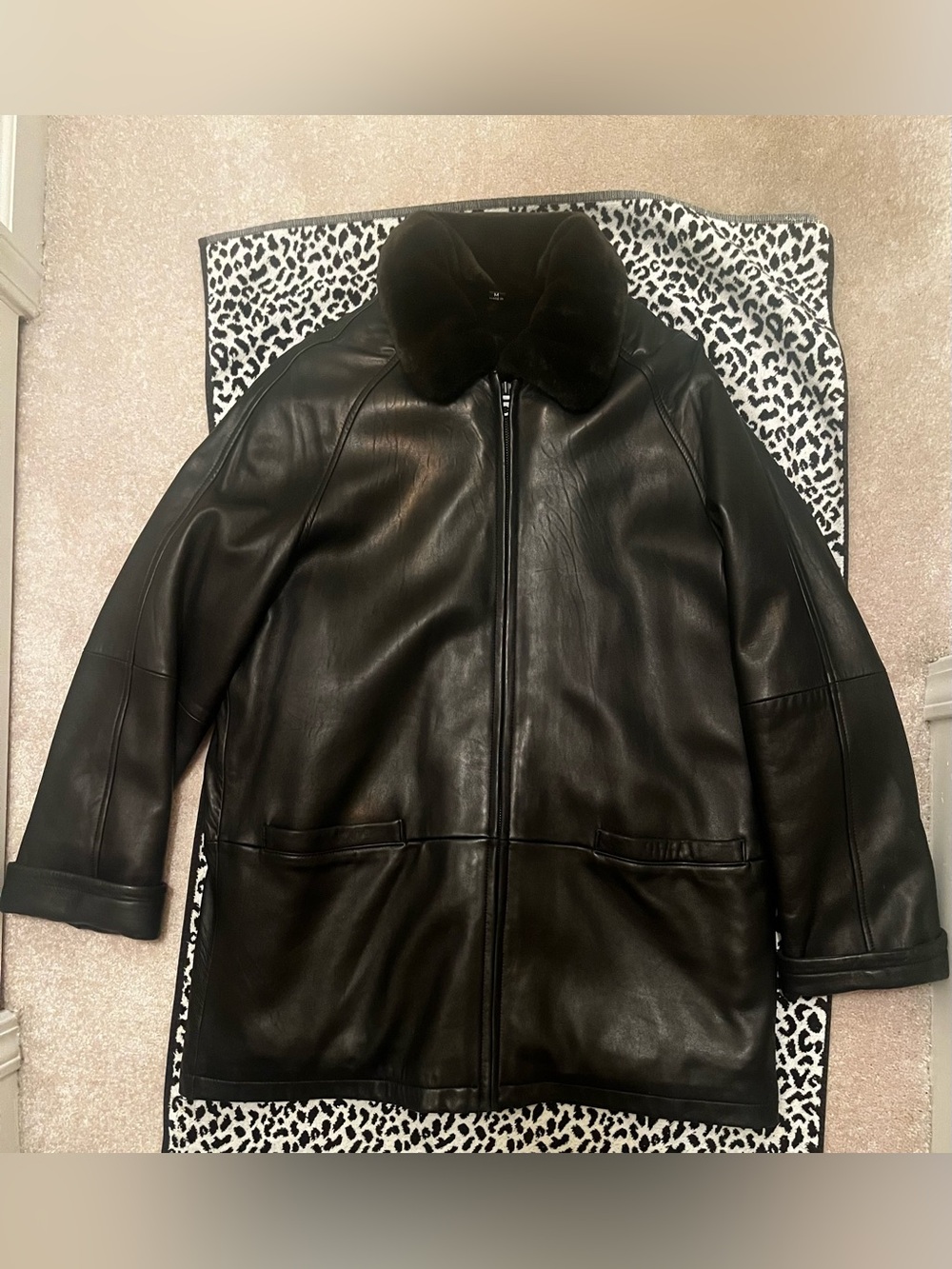 AM studio leather jacket with fur lining